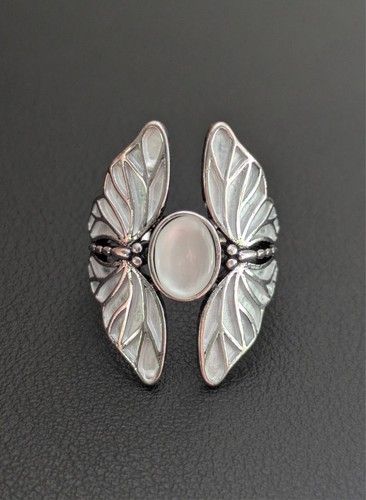 Bague papillon argenté effet - bague,