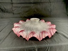 Abat jour Art Nouveau verre rose et translucide à griffes - Diamètre 26 cm