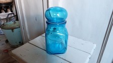 Ancien bocal publicitaire vintage Ariel bleu type bocal d'apothicaire TBE