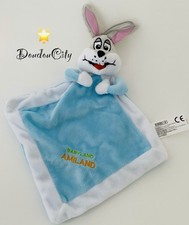 5395?EXCELLENT ÉTAT Doudou Plat Mouchoir Babyland Amiland Parc Bleu Blanc