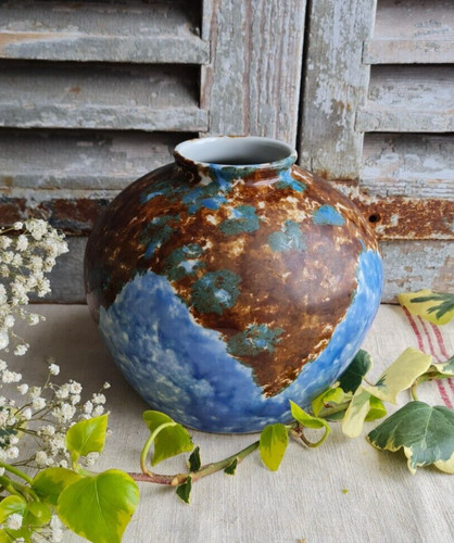 Ancien vase boule gres - en,