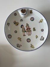 assiette à bouillie ancienne décor enfant Ours Poussin Chat porcelaine LIMOGES
