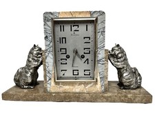 Art déco, pendule borne onyx chats régule vers 1930