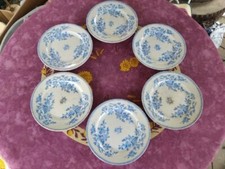 6 Assiettes Plates anciennes Terre Feu de Grigny Décor Floral Epine Bleue 23cm