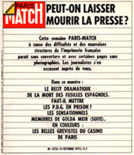 Paris Match n° 1376 / Derniers pieds noirs / Casino de Paris (11 octobre 1975)
