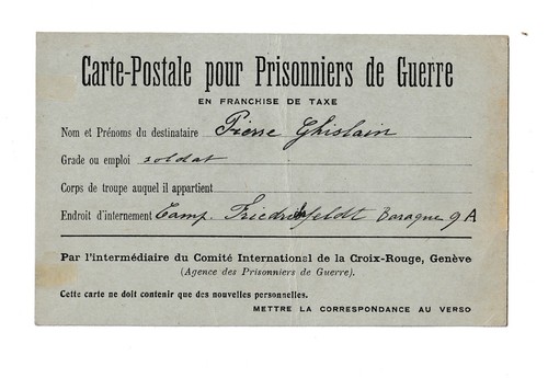Carte prisonnier guerre - prisonnier,
