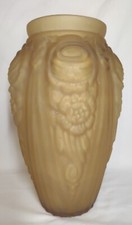 Ancien Vase Opaline Jaune Art