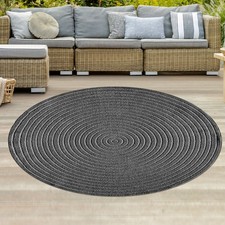 Tapis extérieur rond anthracite clair moderne résistant et facile à entretenir