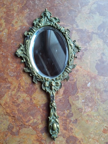 Ancien miroir face main - main,, en