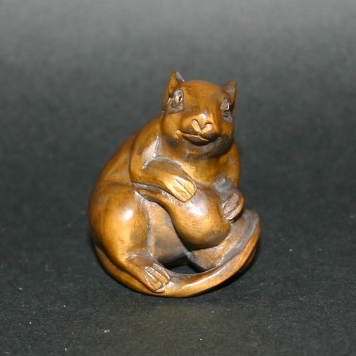 Netsuke boxwood mouse - netsuke,