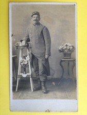 Carte Photo Service MILITAIRE SOLDAT Uniforme POILU de la GUERRE 14-18 Army WW1