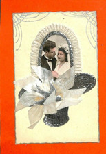 FORMAT CPA / CARTE DE VOEUX DE MARIAGE / PANIER / COLOMBE