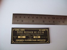 militaria plaque radio US RECEIVER BC-312-N