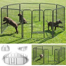 Parc Enclos Cage pour Chiens Chiots Animaux Lapin Métal Exterieur Argent Petigi