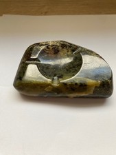 CENDRIER VINTAGE EN MALACHITE TONS VERT FONCE