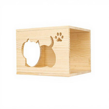 Arbre à chat mural en bois massif avec condo et griffoir