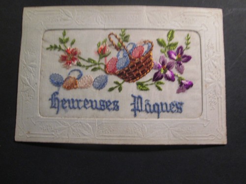 Carte brodee heureuses paques - heureuses,