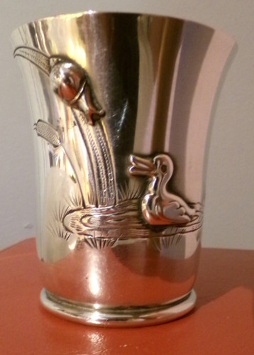 Timbale métal argenté sur