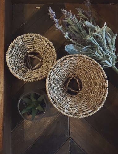Wicker candlestick holder - candlestick, holder-