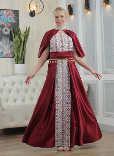 Embroidered henna dress - embroidered, for