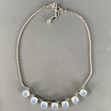 Collier En Métal Avec Chaîne En Cristal Bleu Argenté SWAROVSKI