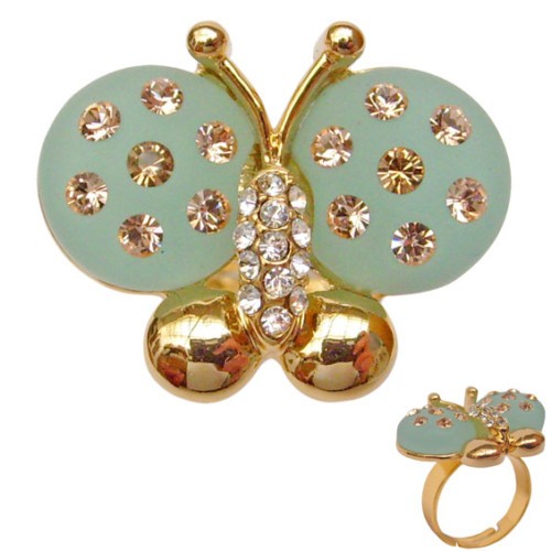 Bague plaqué doré - plaqué, cristal