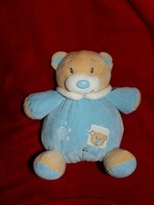 Doudou Peluche Boule BEBEREVE CASINO Ours Beige Bleu 28 CM