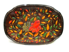 Plat ovale à décor de fleurs en céramique (H. BEQUET Quaregnon Belgium)