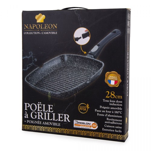 Poêle grill steak carré - steak, 28cm