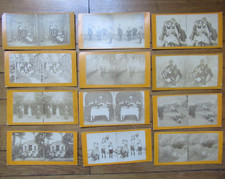 RARE 12  VUE CARTON Ca 1880 JEU D' ENFANTS JOUETS  18 X 9 cm