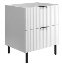 Meuble sous-lavabo sur pied FLOW 60 cm façade rainurée blanc avec plateau