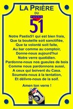 PLAQUE PRIERE PASTIS 51 RICARD