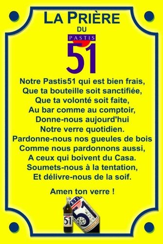 Plaque priere pastis ricard - plaque,