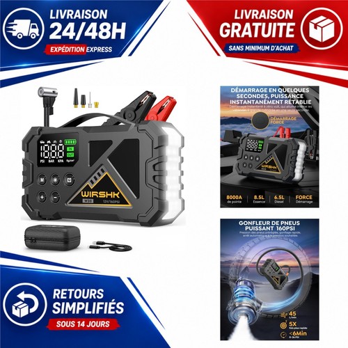 Booster batterie voiture - batterie, 8000a