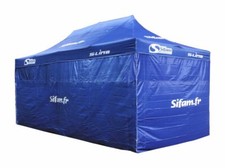 BARNUM2 Gazebo Pub 3x6m Bleu Structure Renforcée Acier Housse Polyester 250gr/M