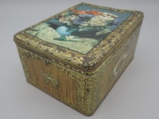 Boîte métal motif bouquet de fleurs et vase bleu 18.x24 cm