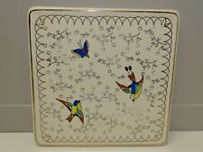 -JOLI ANCIEN DESSOUS DE PLAT CERAMIQUE LONGWY DECO ENVOL D'OISEAUX COLLECTION  D