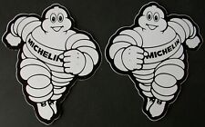 MICHELIN  lot de 2 autocollants / stickers  blanc  11,3 cm x 13,6 cm BIBENDUM