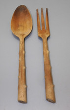-ANCIEN COUVERT à SALADE BOIS NONTRON COLLECTION TABLE CUILLERE FOURCHETTE   D