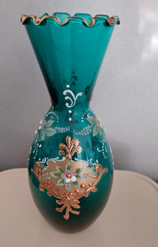 Petit vase bleu verre - petit, emaille
