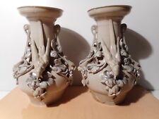 Paire vase ancien faience sarreguemines sculpture statue oiseau marque aigle