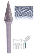 Fraise lime CW conique bout pointu SM denture diamant Ø 8 x 20 queue Ø 6