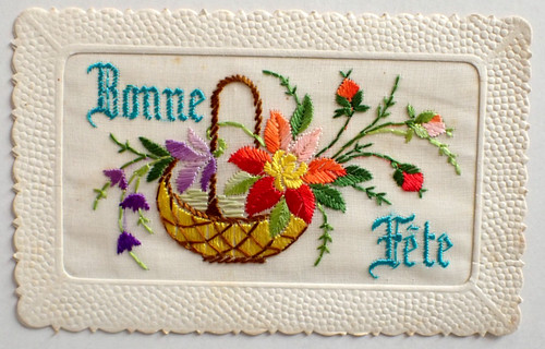 Cpa brodee bonne fete - cpa,