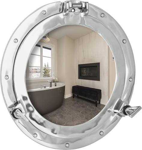 Grand miroir hublot - , ancien