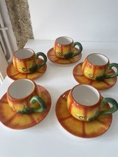 5 Tasses à café Thé En Ceramique Trompe L’œil Citrouille Courge Déco Automne