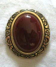 serre passe foulard couleur or cabochon marbré marron bordeaux bijou vintage 629