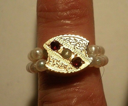 Flexible ring round pearls - ,