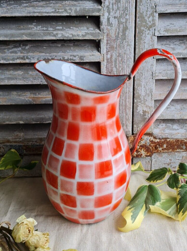 Ancien broc pichet emaille - pichet,