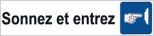 Autocollant sticker porte portail commerce bureau magasin sonnez entrez panneau