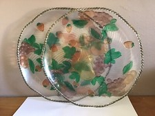 Vintage 2 grands PLATEAUX DE SERVICE en Plastique À Décor De Fruits